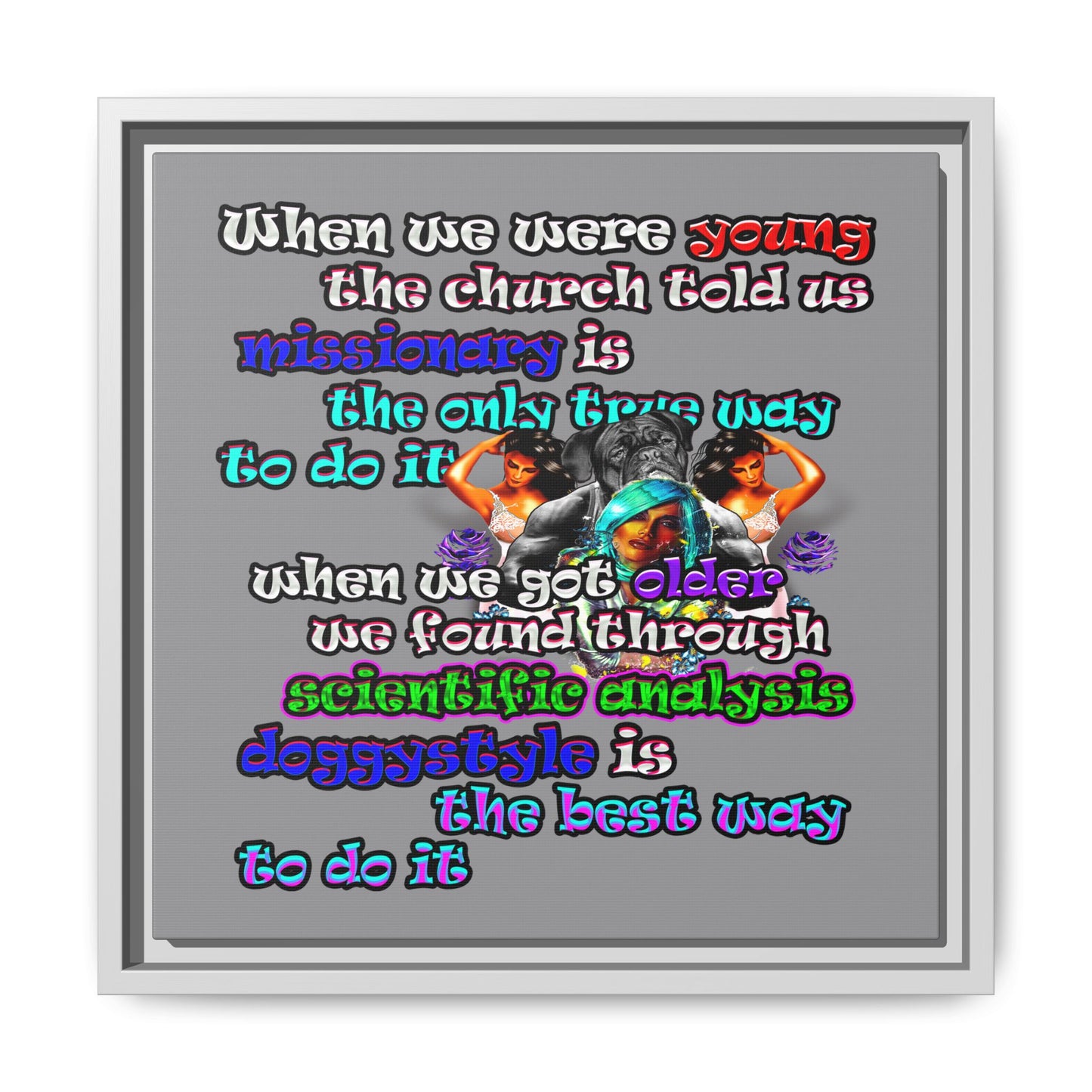doggystyle - framed canvas art (grey)