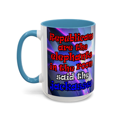 donkeys and elephants - Accent Mug (grey-pink wave)