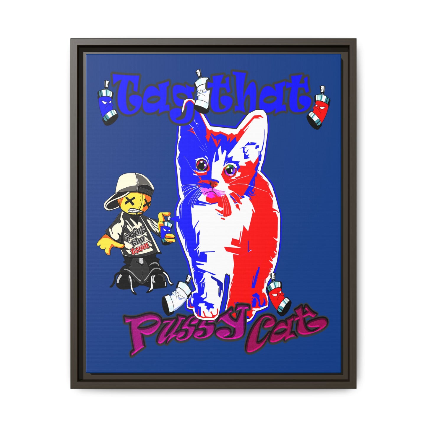 tag that - framed canvas art (dark blue)
