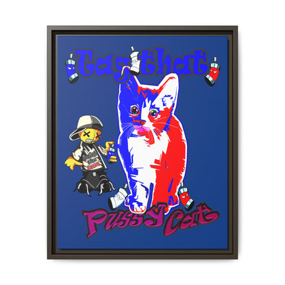 tag that - framed canvas art (dark blue)