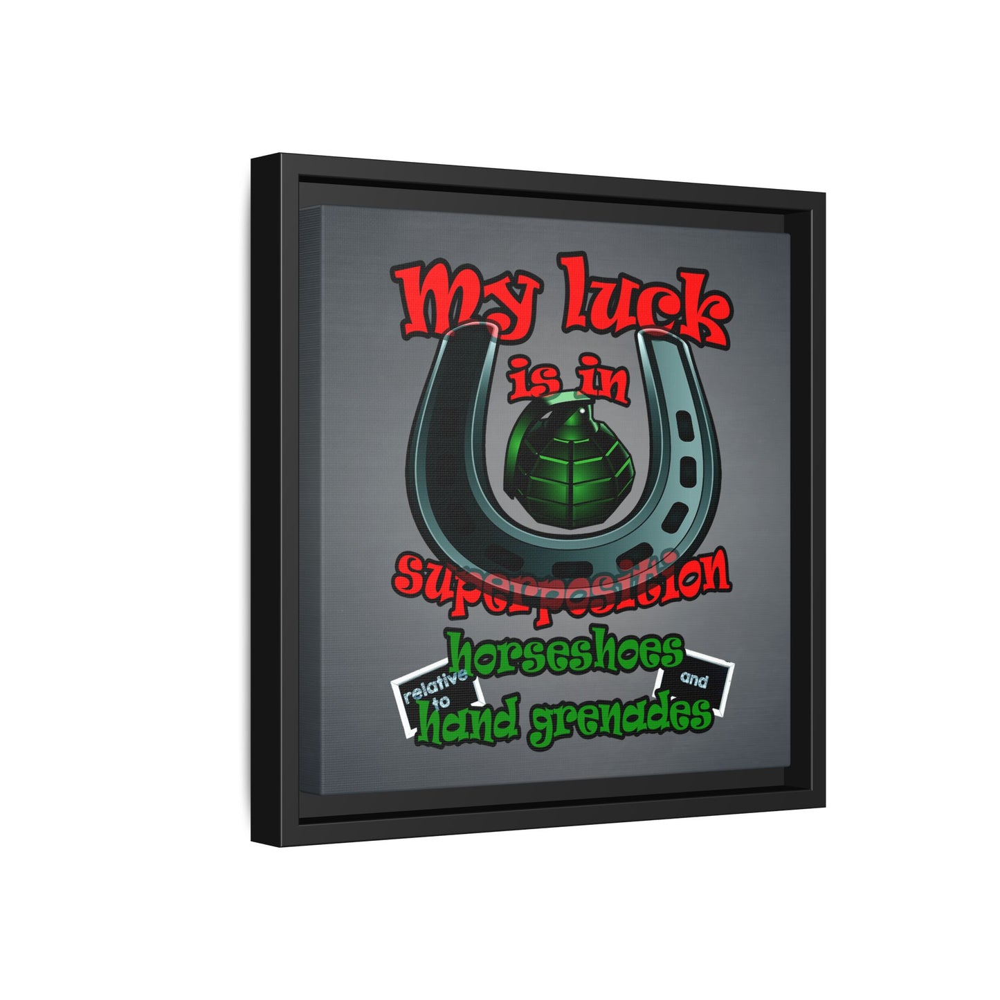 my luck - framed canvas art (grey-light grey)