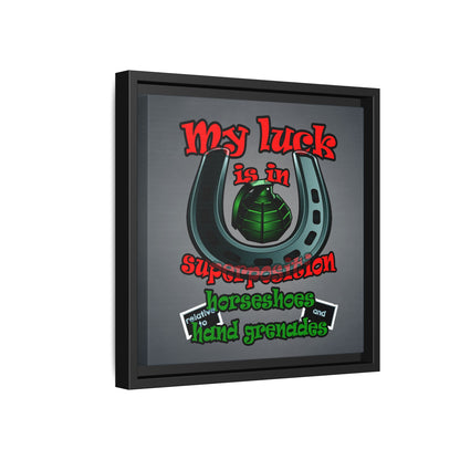 my luck - framed canvas art (grey-light grey)