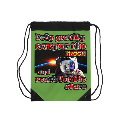 defy conquer reach - Drawstring Bag (green)