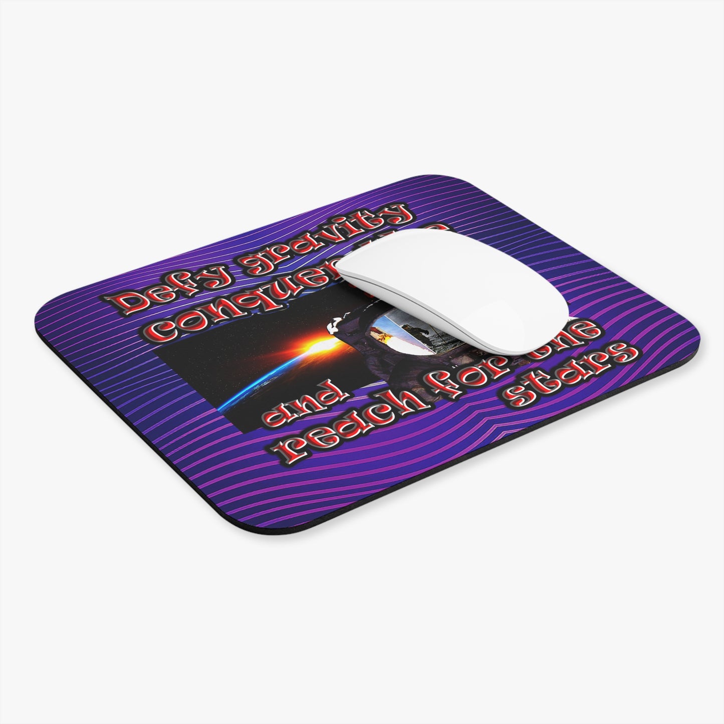 defy conquer reach - Mouse Pad (Rectangle) (purple wave)