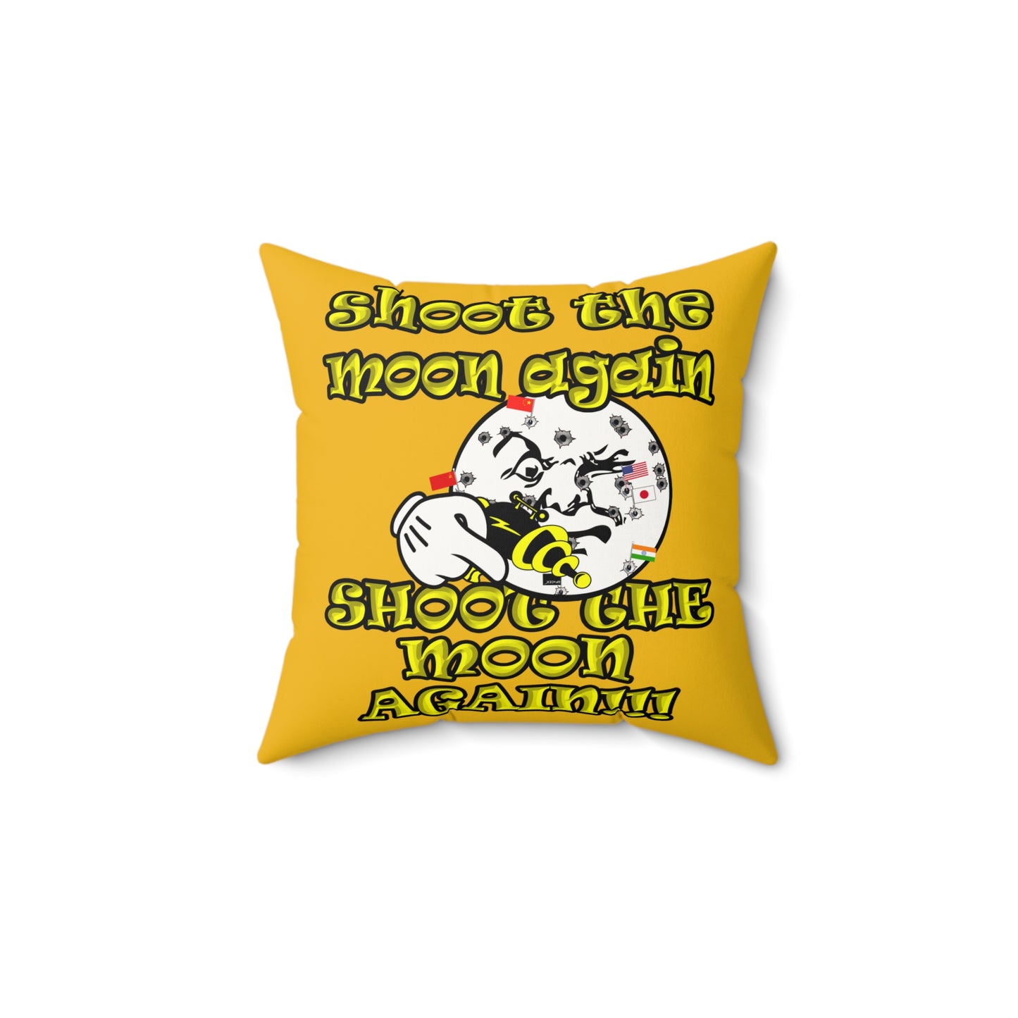 shoot the moon again - Faux Suede Square Pillow - (yellow)