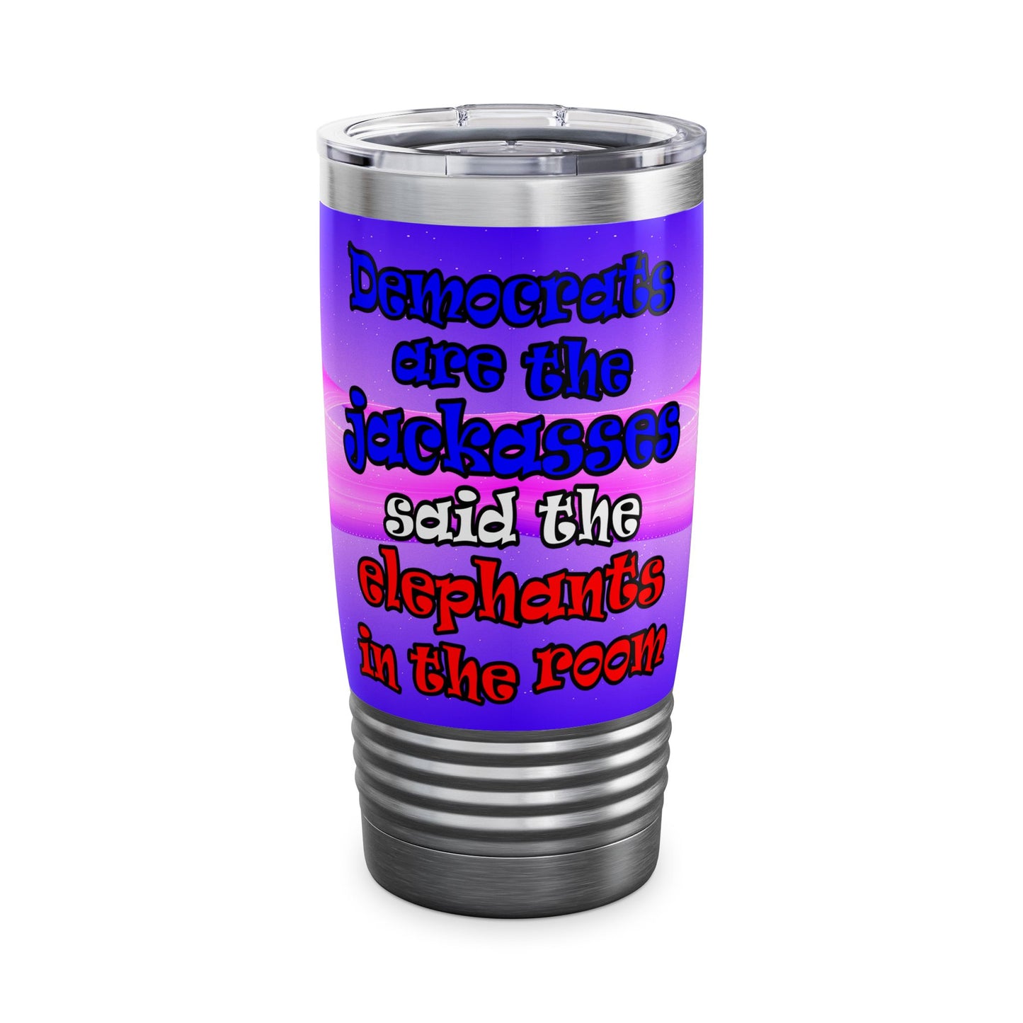 donkeys and elephants - Ringneck Tumbler, 20oz (purple-pink wave)