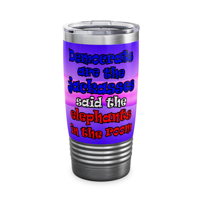 donkeys and elephants - Ringneck Tumbler, 20oz (purple-pink wave)
