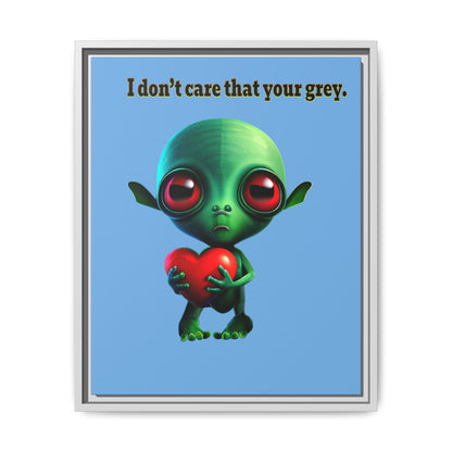 I don't care that your grey - framed canvas art (light blue)