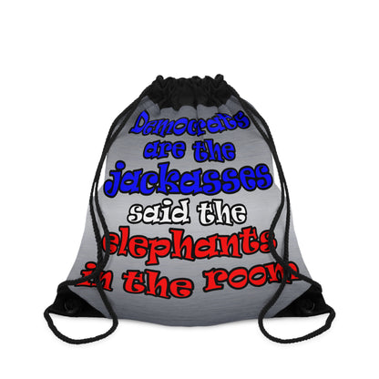 donkeys and elephants - Drawstring Bag (brushed nickel)