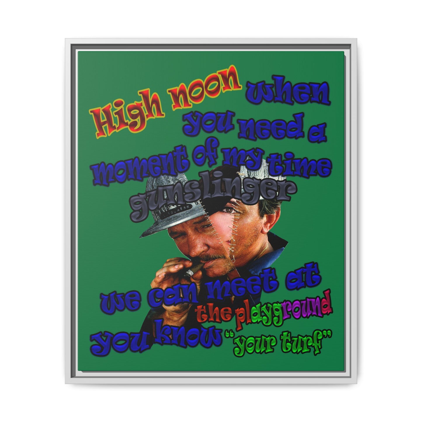 high noon - framed canvas art (dark green)