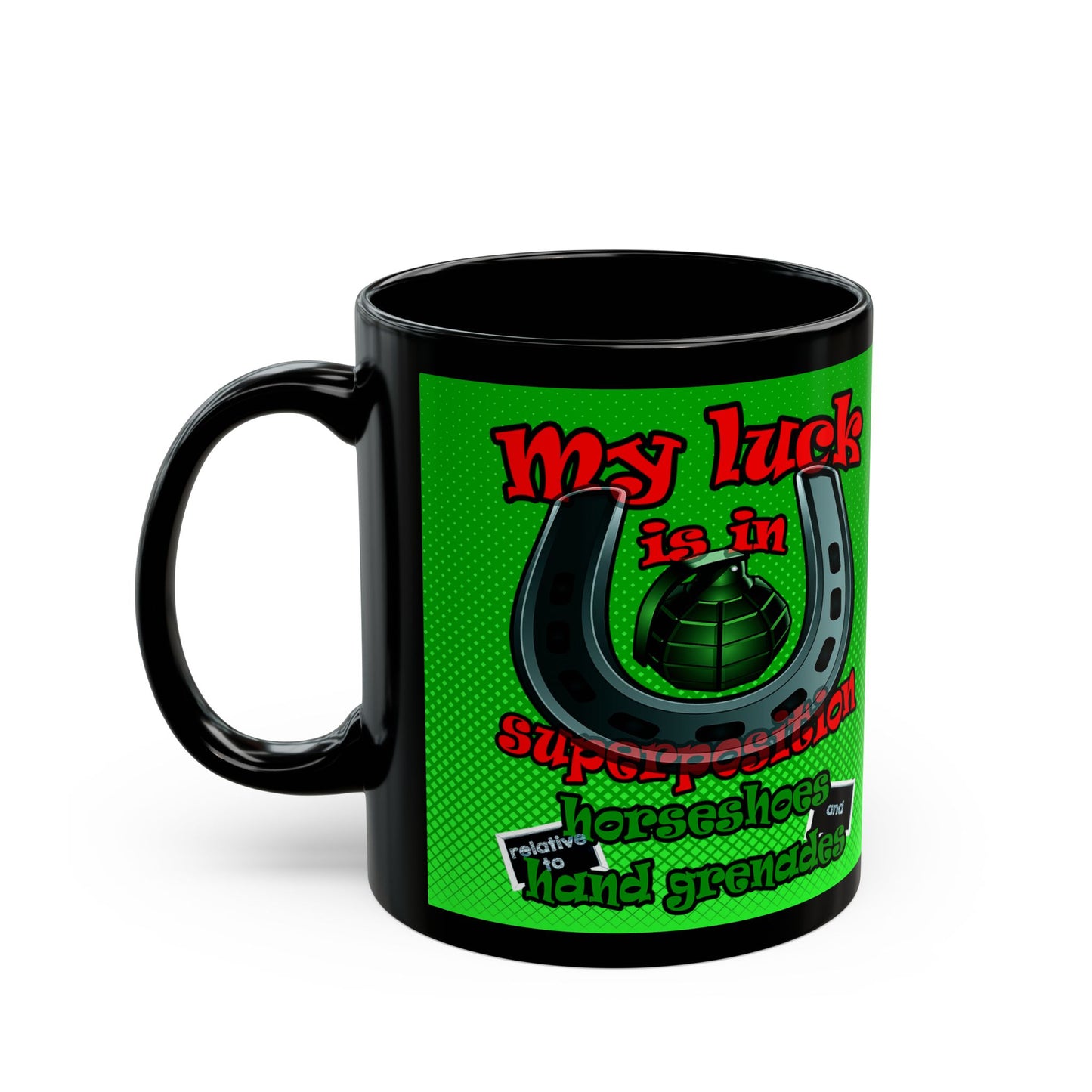 my luck - Black Mug (logo green)