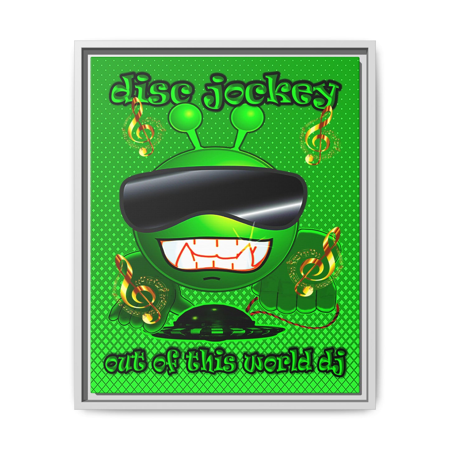 disc jockey - framed canvas art (logo green)