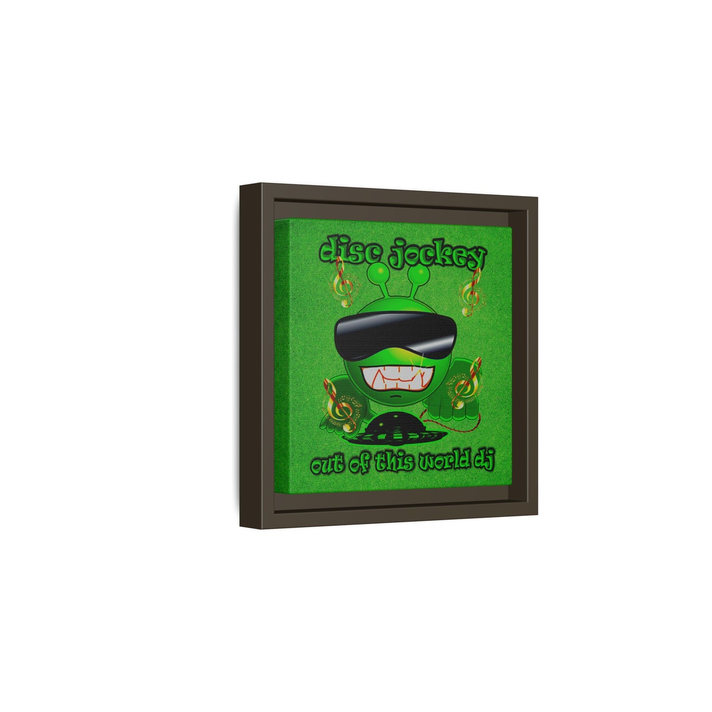 disc jockey - framed canvas art (green turf)