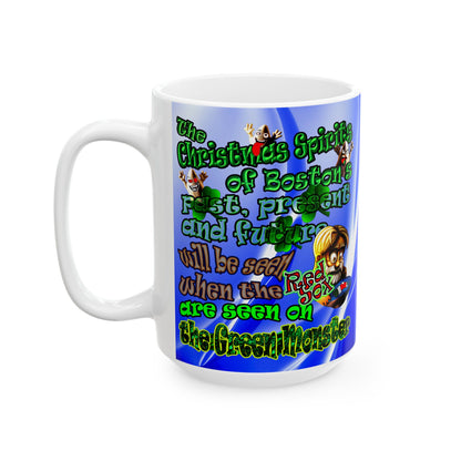 christmas spirits of boston - White Mug (blue-white wave)