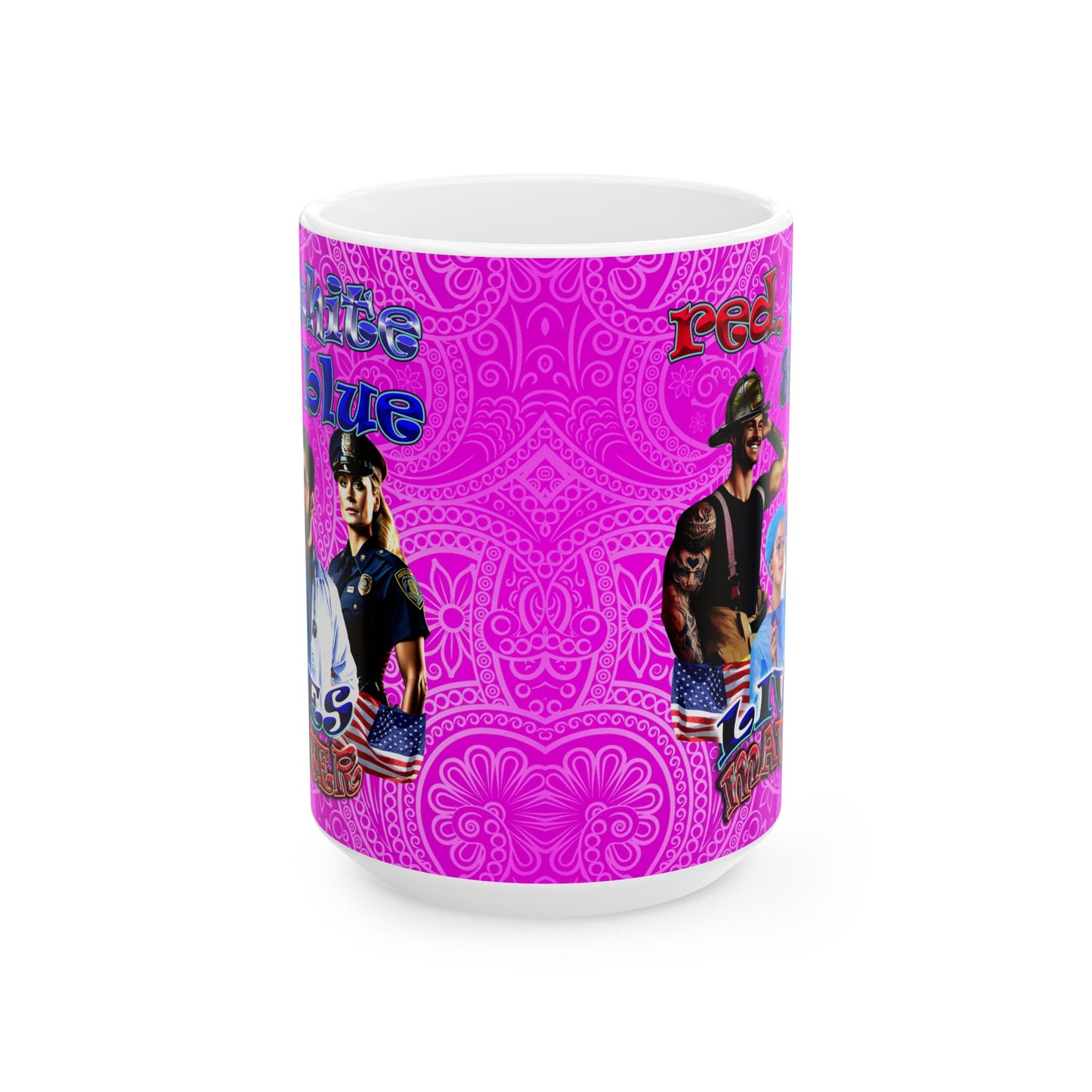 rw&b lives matter - White Mug (pink swirl)