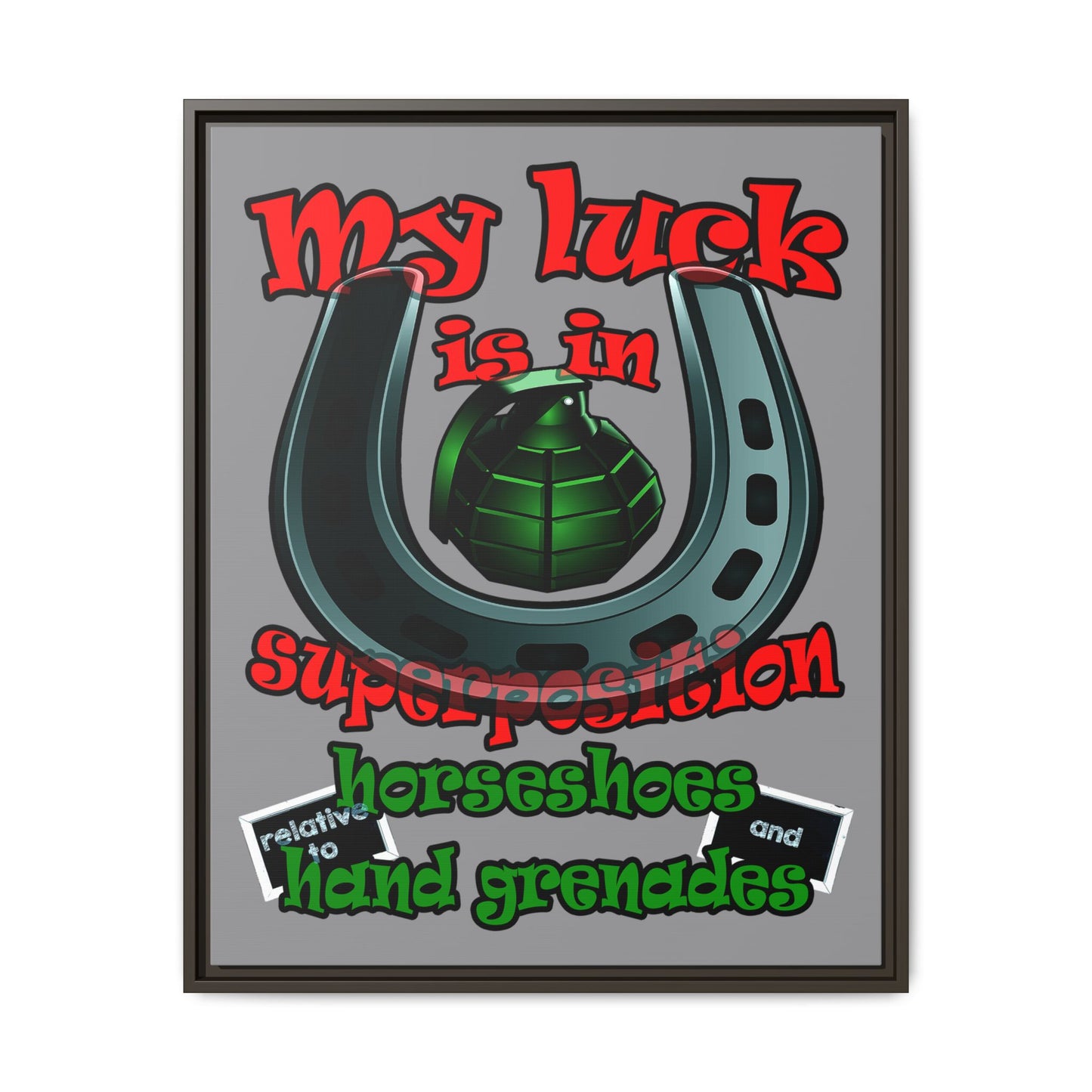 my luck - framed canvas art (grey)