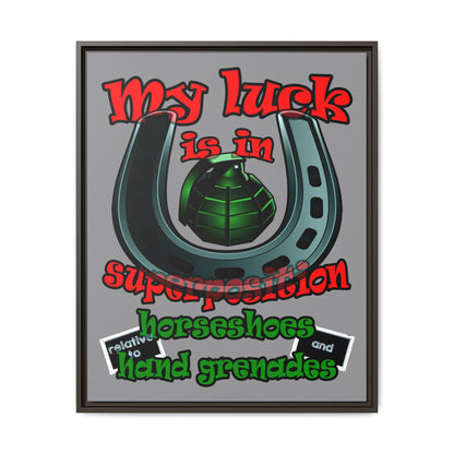 my luck - framed canvas art (grey)