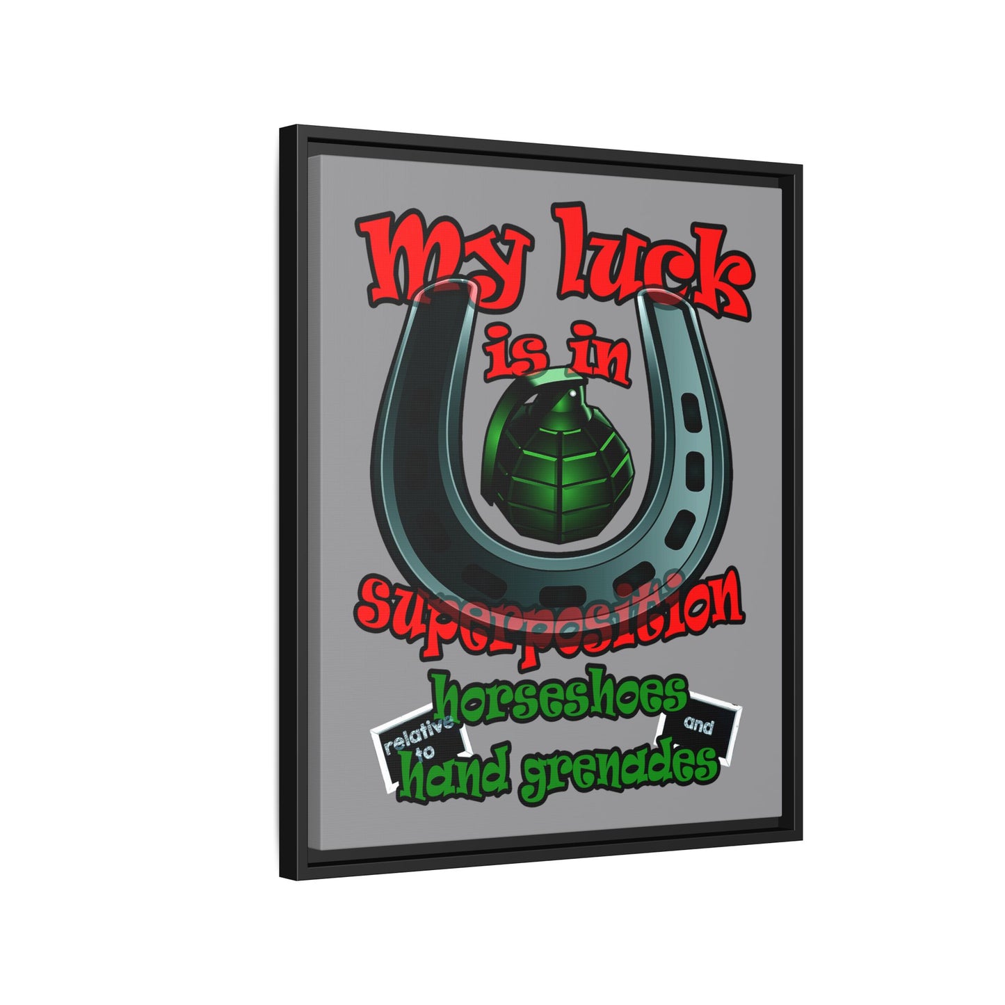 my luck - framed canvas art (grey)
