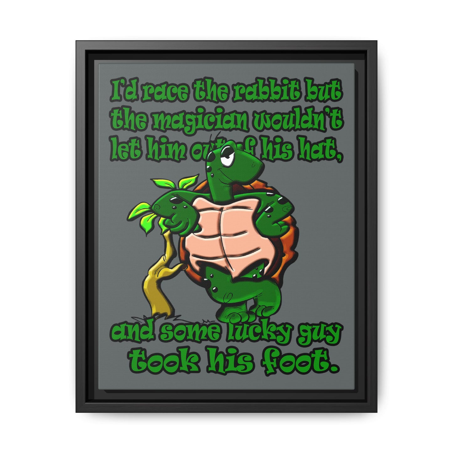turtle race - framed canvas art (dark grey)