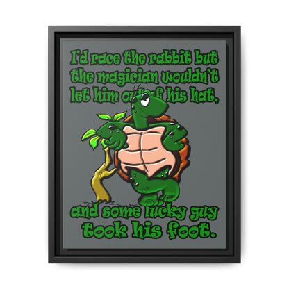 turtle race - framed canvas art (dark grey)