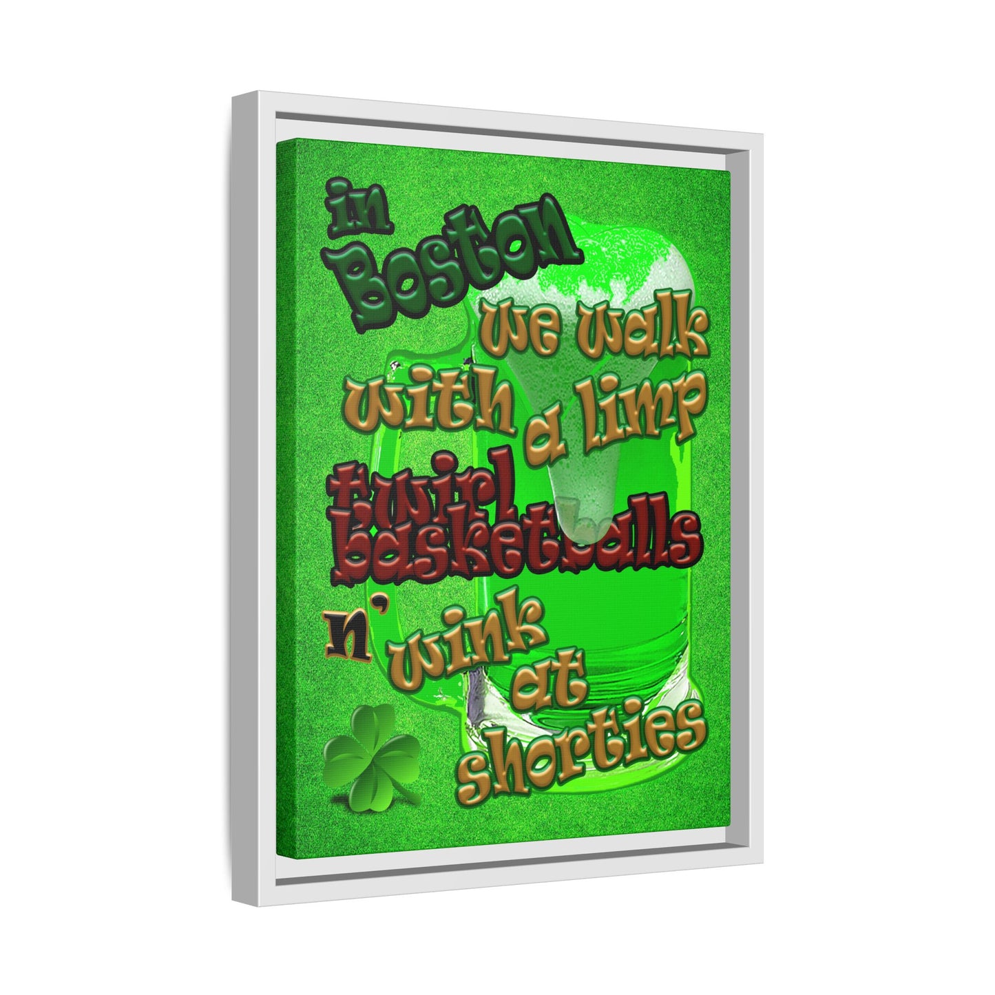 celtics logo - framed canvas art (green turf)