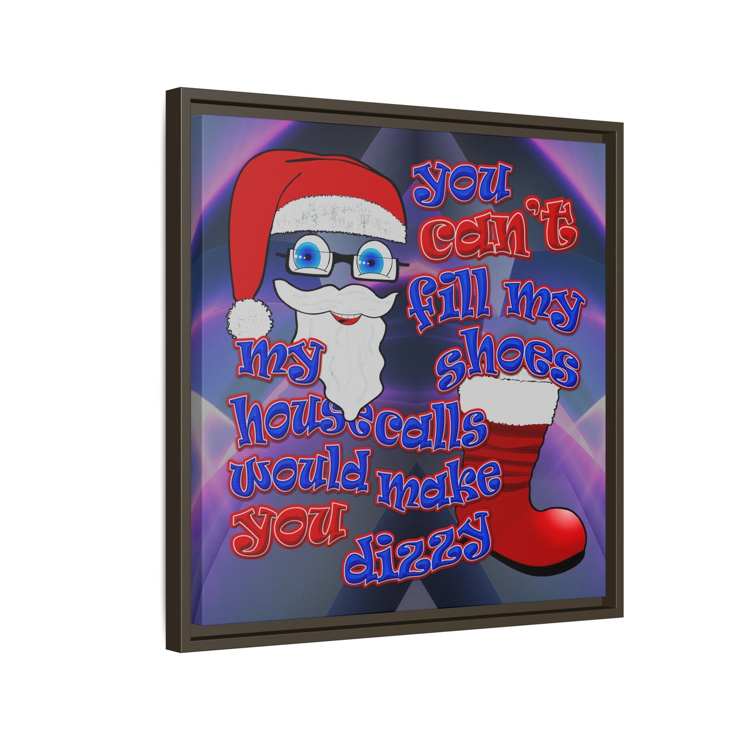santa's shoes - framed canvas art (grey-pink wave)