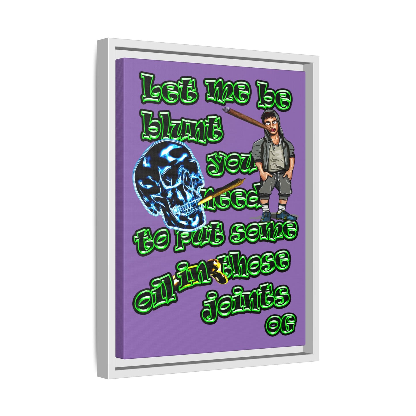 og - framed canvas art (light purple)