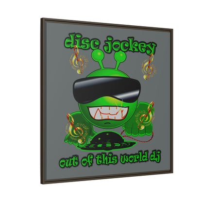 disc jockey - framed canvas art (dark grey)