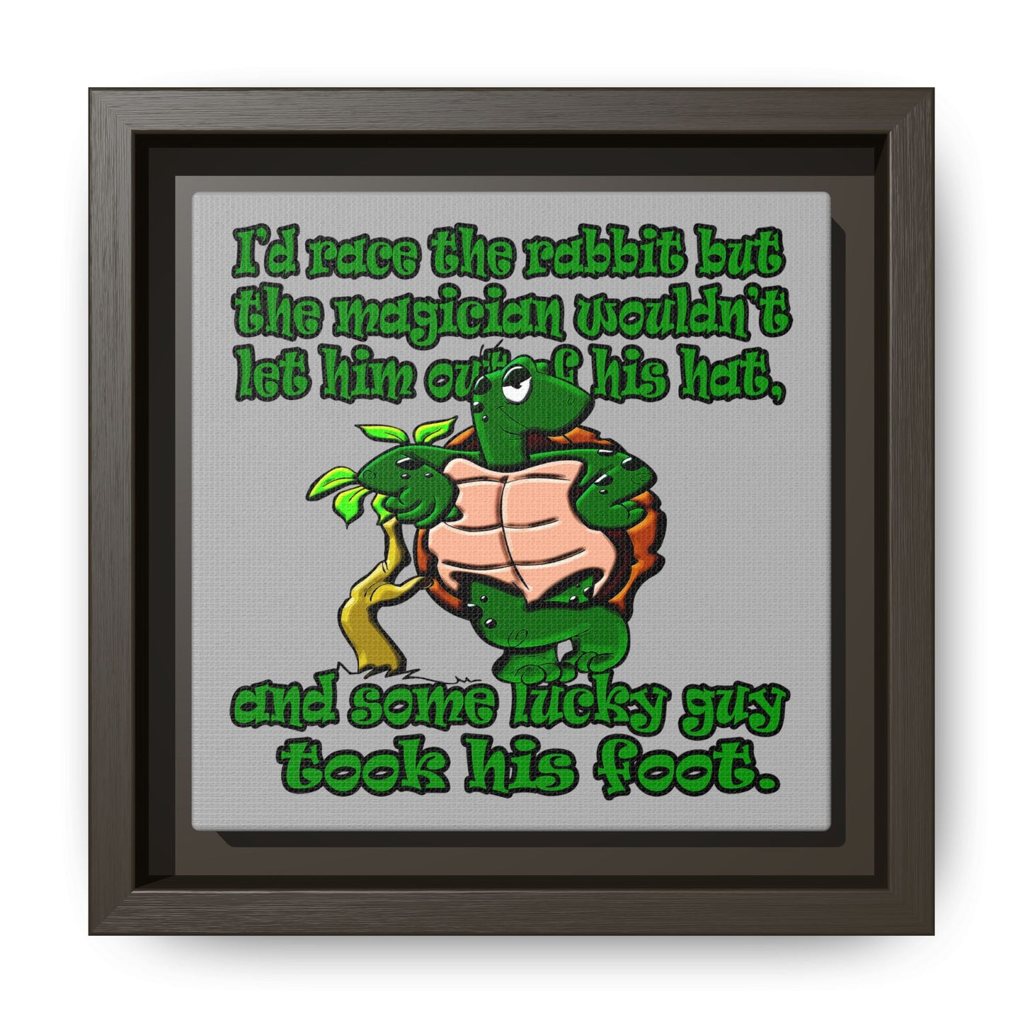 turtle race - framed canvas art (light grey)