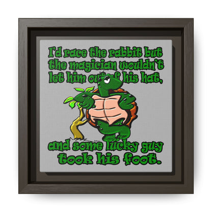 turtle race - framed canvas art (light grey)