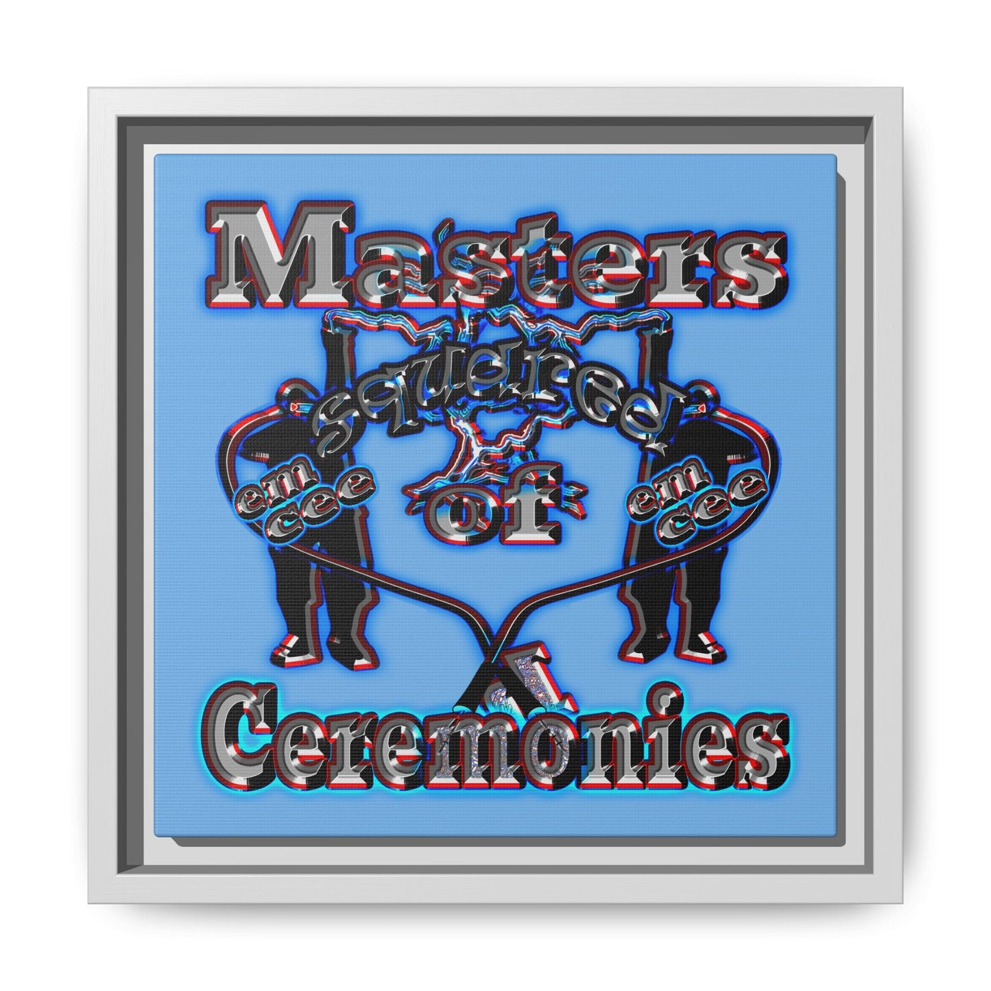 em cee squared - framed canvas art (light blue)