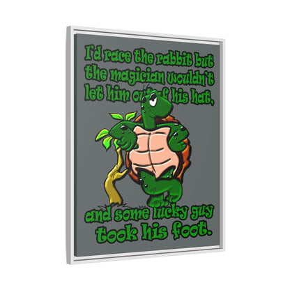 turtle race - framed canvas art (dark grey)