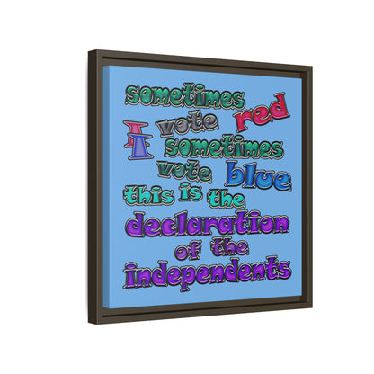 declaration of the independents - framed canvas art (light blue)