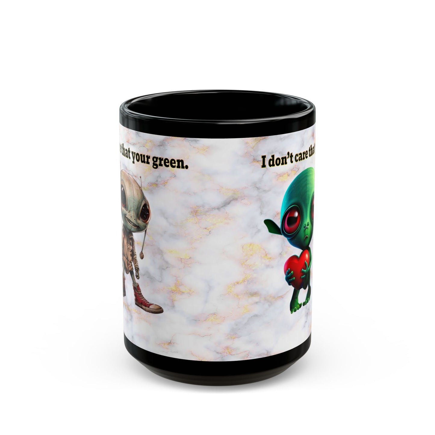 I don't care that your grey - Black Mug (white marble)