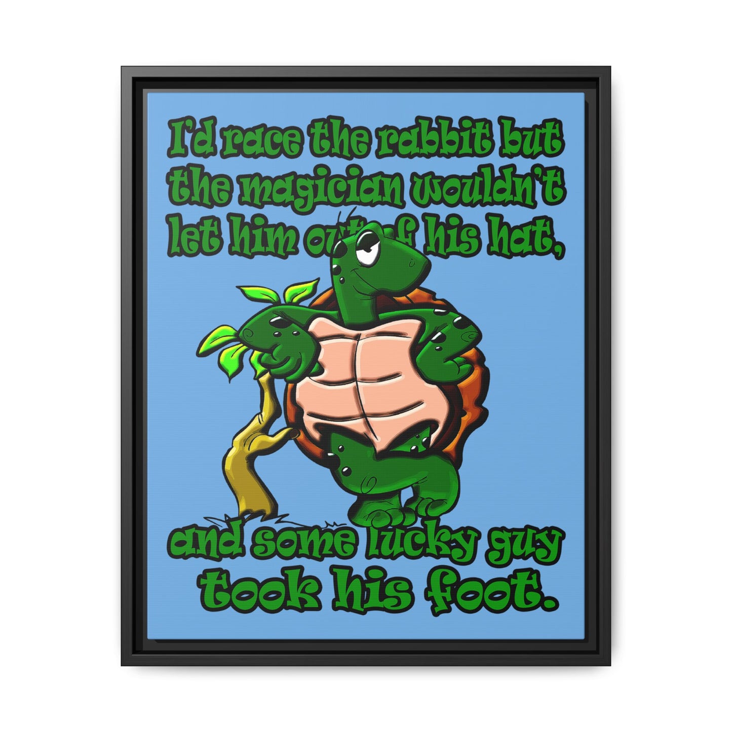 turtle race - framed canvas art (light blue)