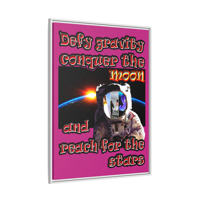 defy conquer reach - framed canvas art (pink)