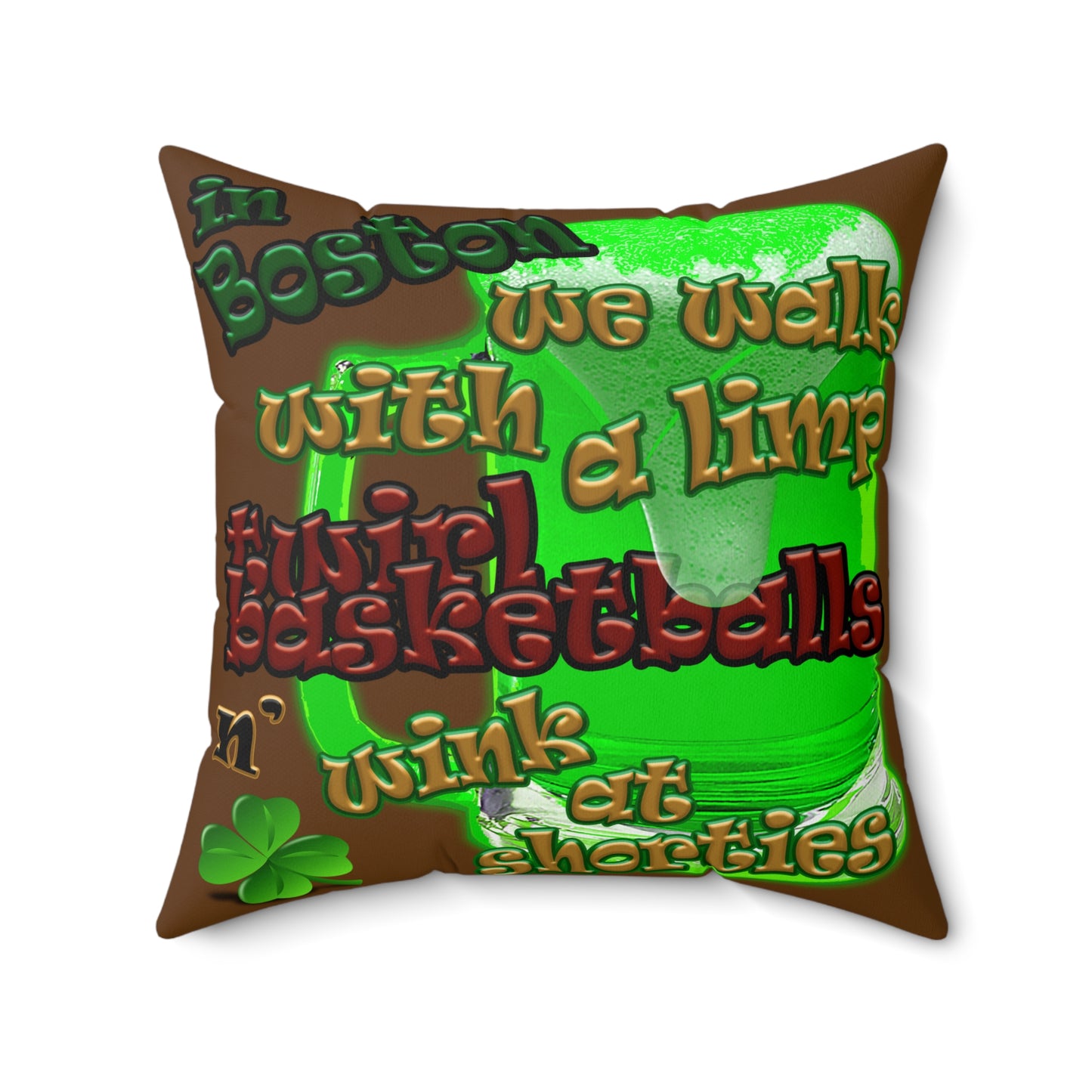 celtics logo - Spun Polyester Square Pillow - (brown)