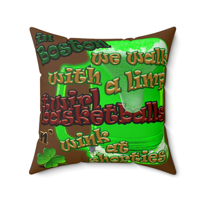 celtics logo - Spun Polyester Square Pillow - (brown)