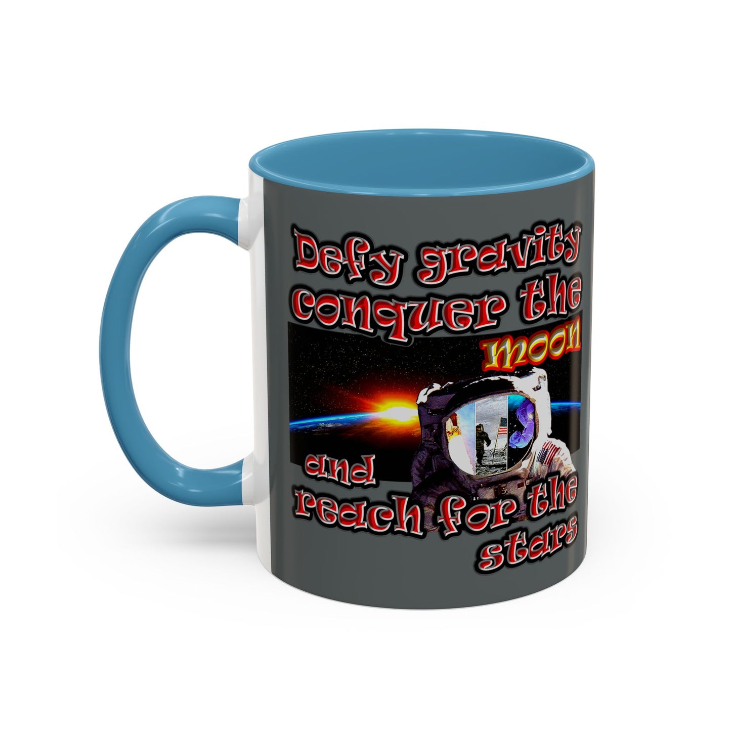 defy conquer reach - Accent Mug (dark grey)