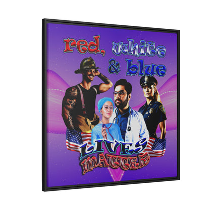 rw&b lives matter - framed canvas art (purple-pink wave)