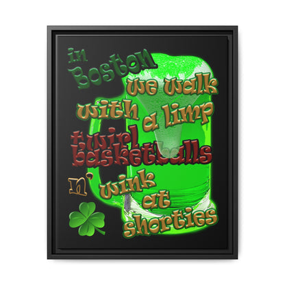 celtics logo - framed canvas art (black)