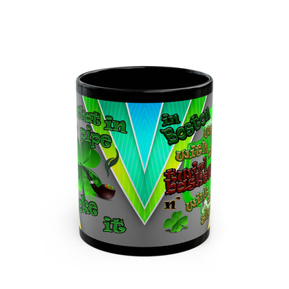 celtics logo - Black Mug (rainbow split)