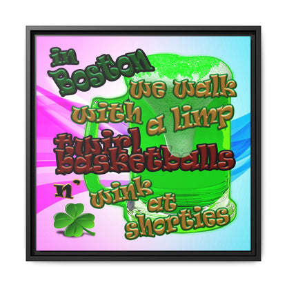 celtics logo - framed canvas art (light blue-pink wave)