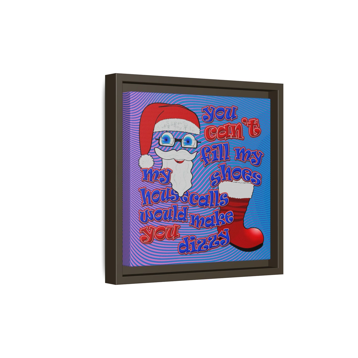santa's shoes - framed canvas art (light blue-purple wave)
