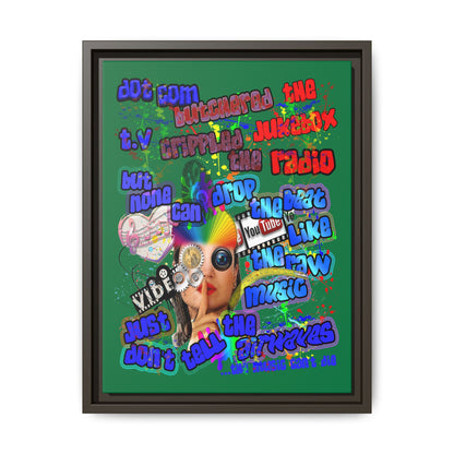 drop the beat - framed canvas art (dark green)