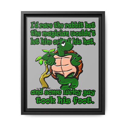 turtle race - framed canvas art (light grey)