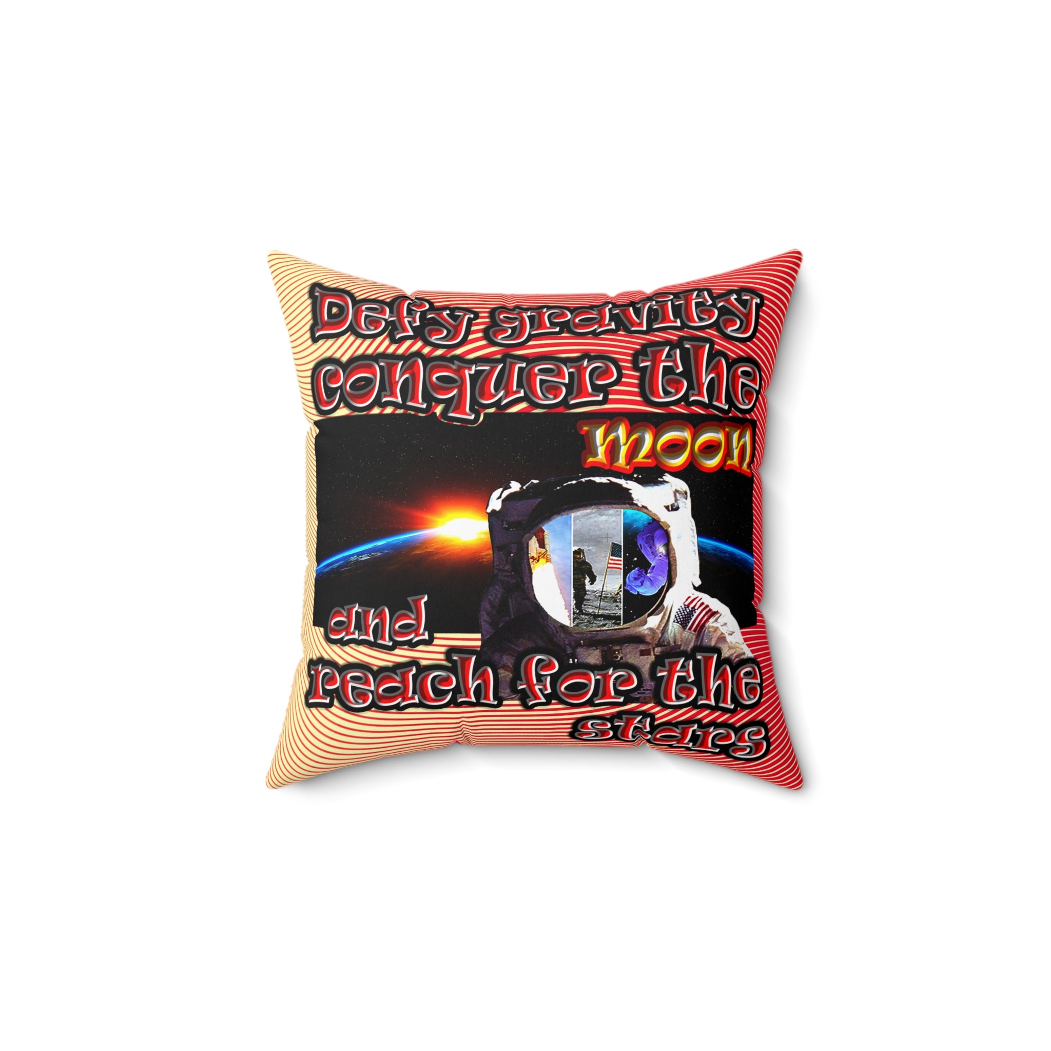 defy conquer reach - Spun Polyester Square Pillow - (yellow-orange wave)