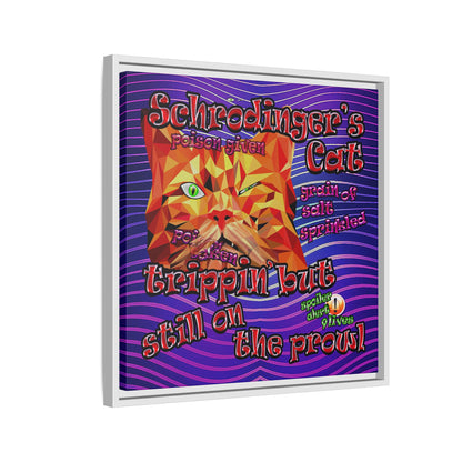 schrodinger's cat - framed canvas art (purple wave)
