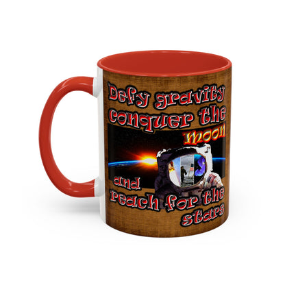defy conquer reach - Accent Mug (brown papyrus)
