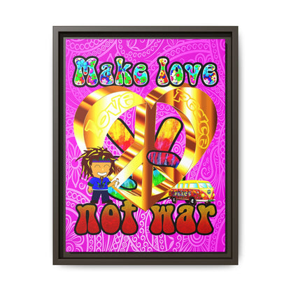 love peace - framed canvas art (pink swirl)